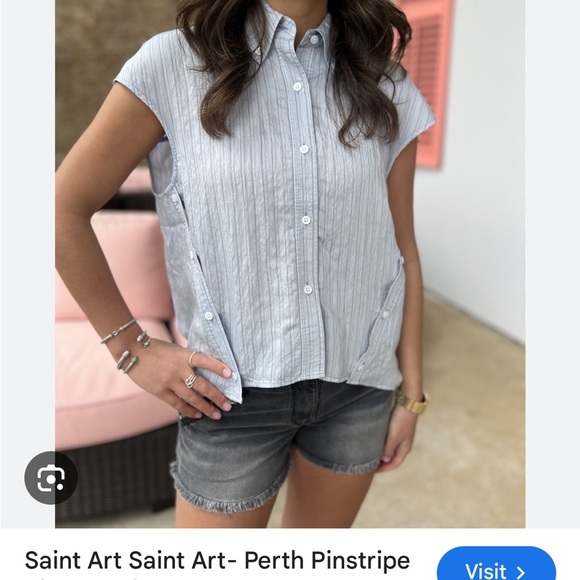 NWT Saint Art Perth Pinstripe blouse M - Picture 1 of 10